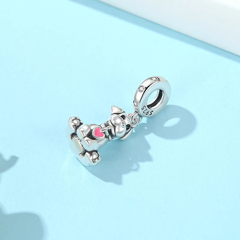 Original 925 Sterling Silver Charms Love Pets Dog Cat Paw Print Pendant Beads Fit Brand Bracelets Necklaces Women DIY Jewelry