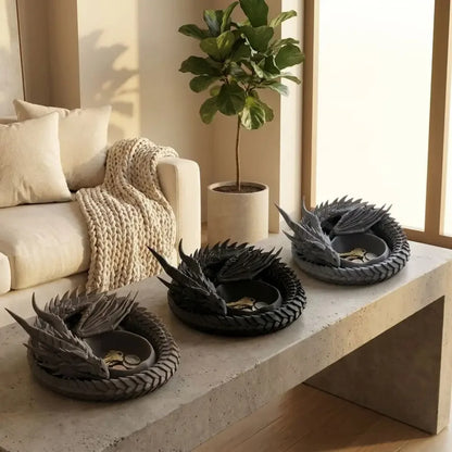 Creative Gothic 3D Printing Dragon Tray Decorative Plastic Ring Display Plate Dark Style Desktop Organizer Entryway Decor