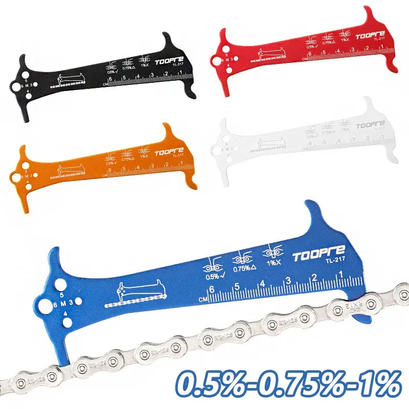 Bicycle Chain Wear Indicator Ruler Repair Tool Stainless Steel Mountain Road Bike Chain Gauge Measurement Checker Screw Diame