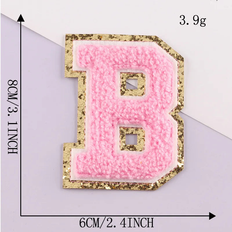 8CM Patch Letters for Clothes Alphabet Sticky Letter Clothing Bags Jacket Iron on Letter Emblems Chenille Patches for DIY MC0