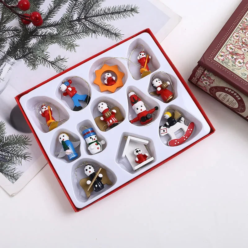 Creative Christmas Tree Decoration Wooden Small Pendant Small Ornaments Boxed Window Props Ornaments Christmas Decorations
