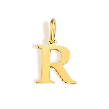 26 Letter Alphabet Initial 10mm Charm Pendant Jewelry Gold Stainless Steel Simple PVD Plated DIY Necklace Bracelet Jewelry