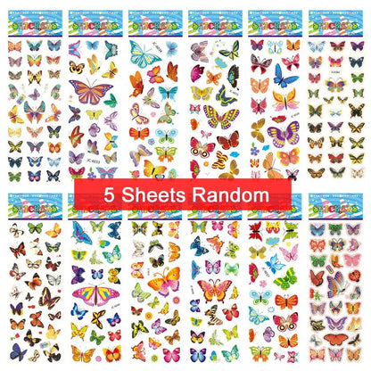 5 Sheets Kids Stickers Puffy Stickers for Children Birthday Christmas New Year Gift for Girl Boy Scrapbooking Cartoon Sticker