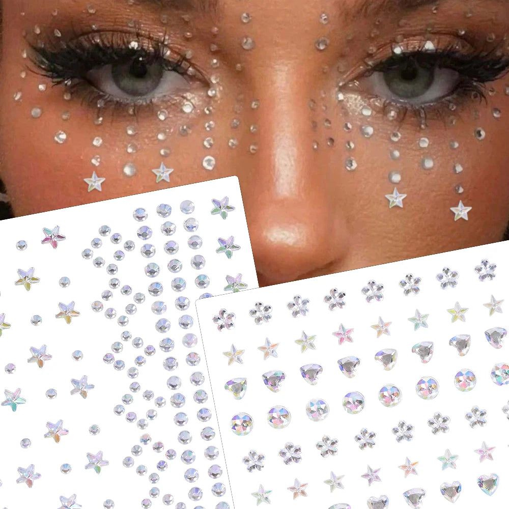 Stickers On The Face Rhinestone DIY Eyes Face Self Adhesive Temporary Tattoo For Makeup Party Festival Face Jewels Diamonds G