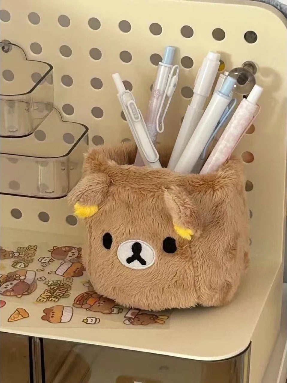 Plushes Pencil Holder Cosmetics Pen Container Kawaii Desk Accessories Office Organizer Kid Stationery Storage Box Gift