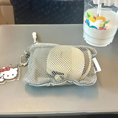 Travel Makeup Storage Bags New Mesh Coin Purse Simple Portable Mini Bag Multi-purpose Square Bag Double-layer Zipper Card Hol