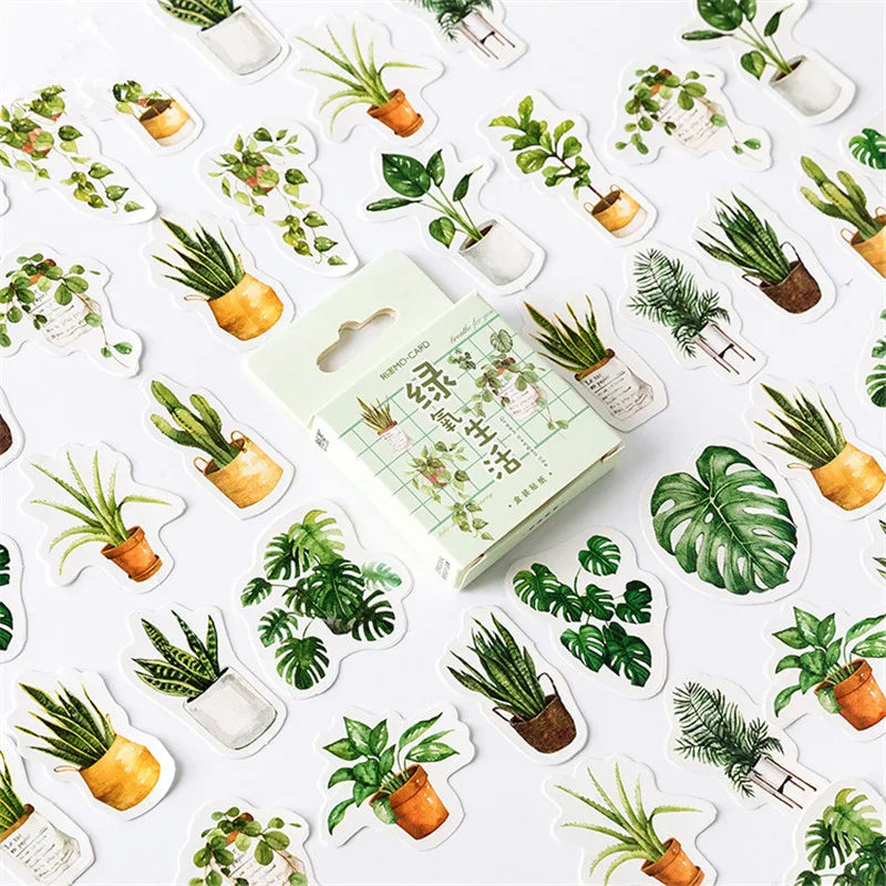 45 Pcs Vintage Plants Stamp Mini Paper Stickers for DIY Diary Scrapbooking Kawaii Stationery Seal Sticker Decoration - 06