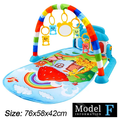 Baby Fitness Stand Music Play Gym Activity Toys Newborn Piano Crawling Blanket Pedal Game Pad Early Education 0-36 Months Gif