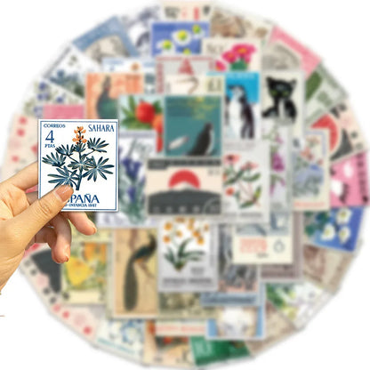 50PCS Cartoon Retro Japanese Stamps Graffiti Stickers for Bicycle Hand Account Pencil Case Decals
