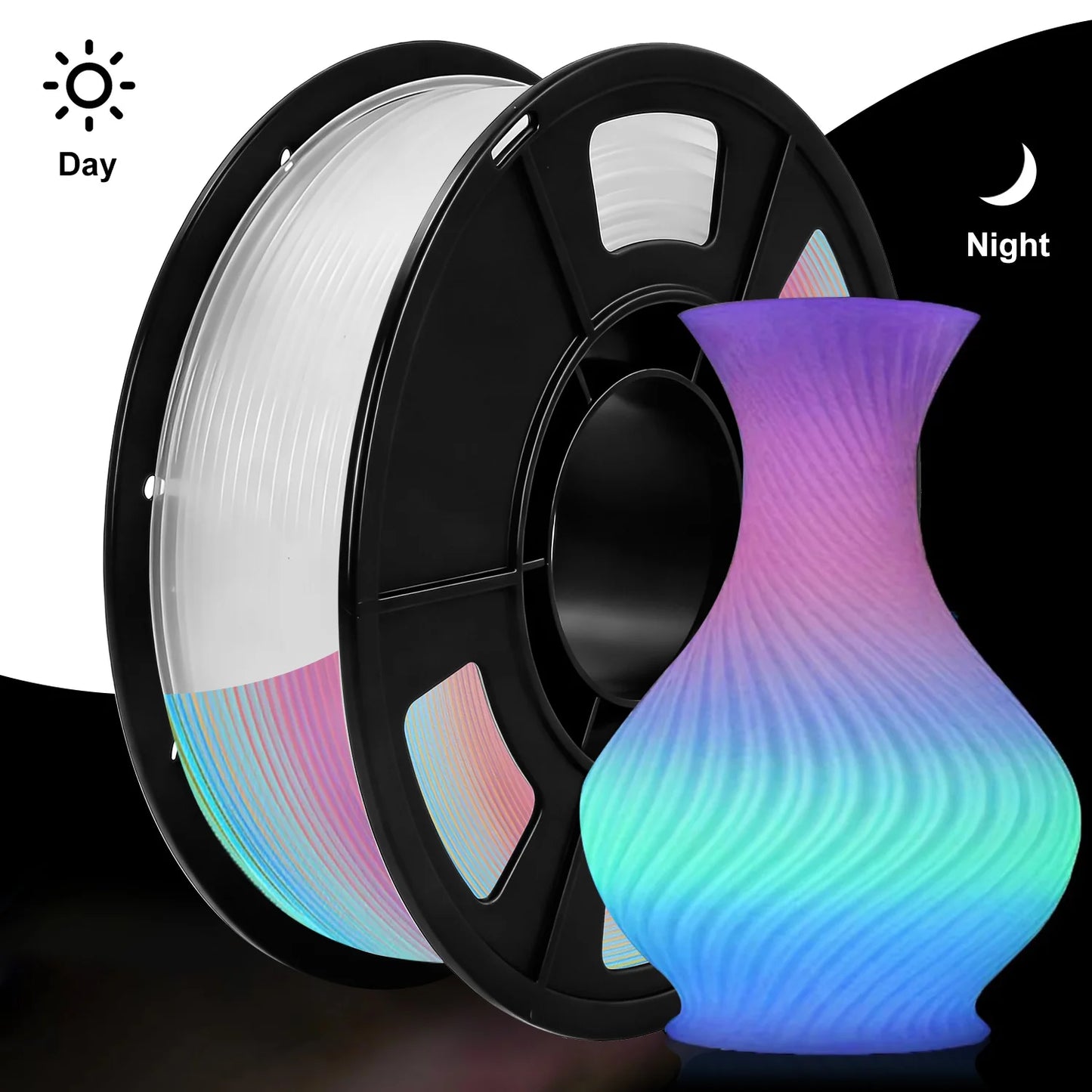 DIY Christmas Gift, 1.75mm PLA Luminous 3D Printer Filament, 200g(0.44L）Spool, Glow in the Dark, for Most FDM Printers - 250g