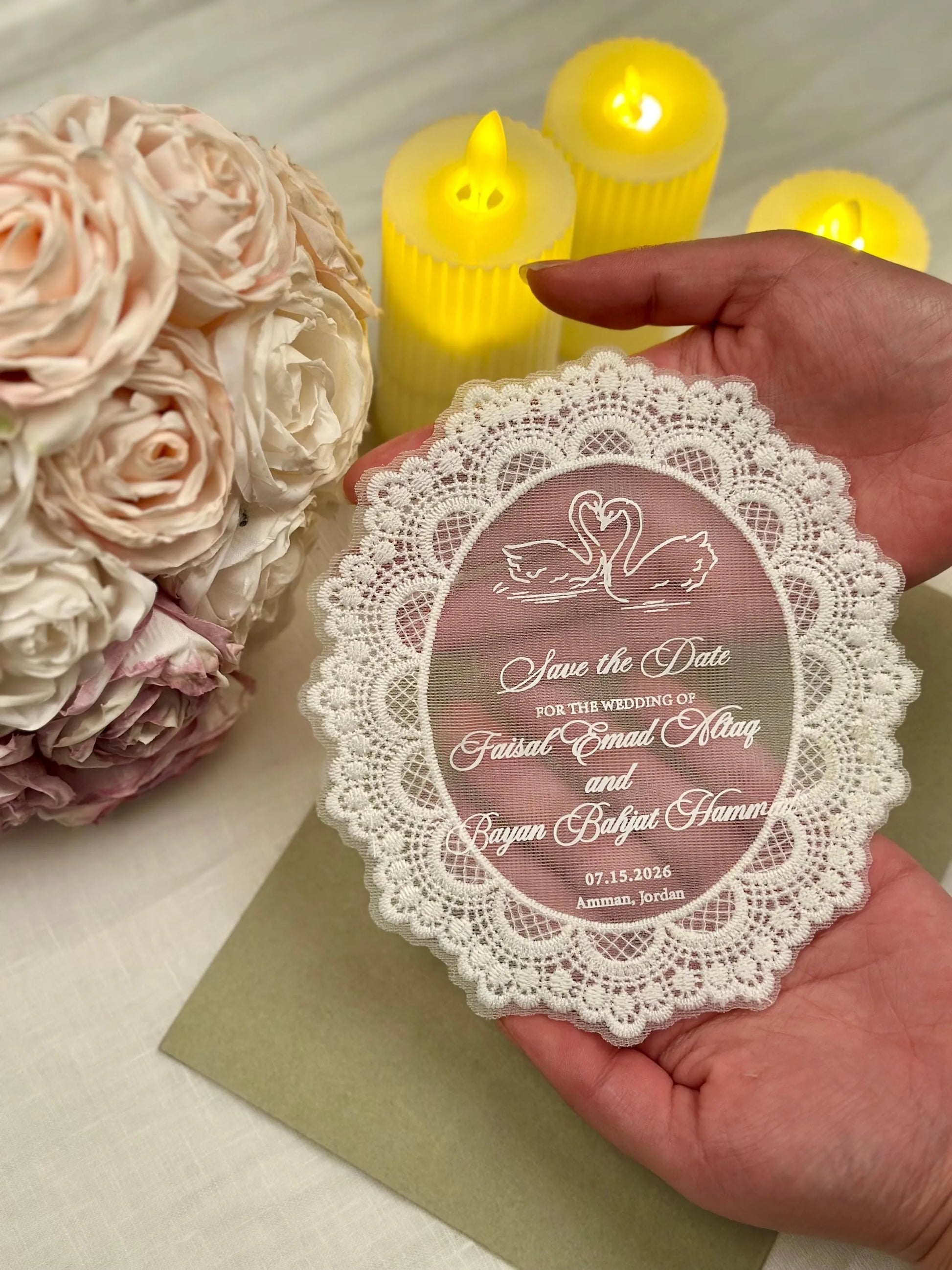 Custom Oval Lace Invitation Card Personalized Vintage Wedding Invites Elegant Party Dinner Invitation Wedding Table Decor