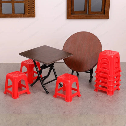 Miniature Vintage Table And Chair Set Guangdong Stool Simulation Model Accessories For Kids Pretend Play Dollhouse Mini Furni