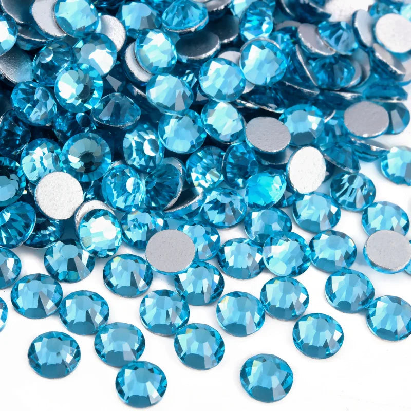 Billow Blue Series Non Hotfix Rhinestones SS6-SS30 Nail Charm Art Flatback Crystals Super Glitter Glass Strass for DIY Craft 