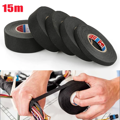 15M 9/15/19/25/32MM Heat-resistant Adhesive Cloth Fabric Tape For Automotive Cable Tape Harness Wiring Loom Electrical Heat T