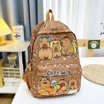 Cute Large Capacity Capybara Backpack Cartoon Breathable Student Schoolbag Nylon Ultra-light Book Bag Back to school Women Gi