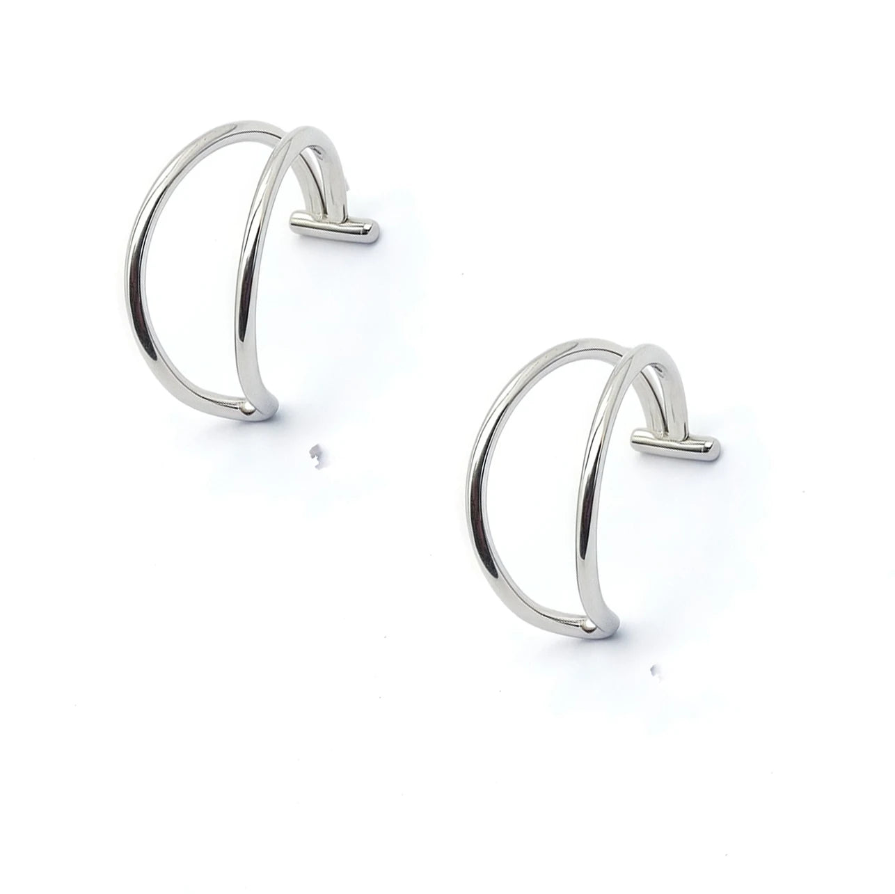 2PCS Trendy 10mm Stainless Steel Punk Clip on Fake Piercing Nose Wrap Lip Rings Unisex Nose Ring Women Men Tusk Body Jewelry 