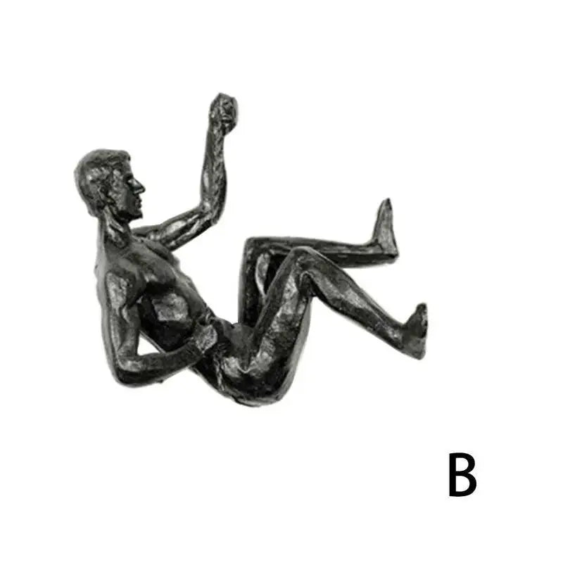 Climbing Athlete Man Art Sports Wall Hanging Ornaments Home Figures Miniatures Rock Climbing Man Resin Sculptures Statue - B