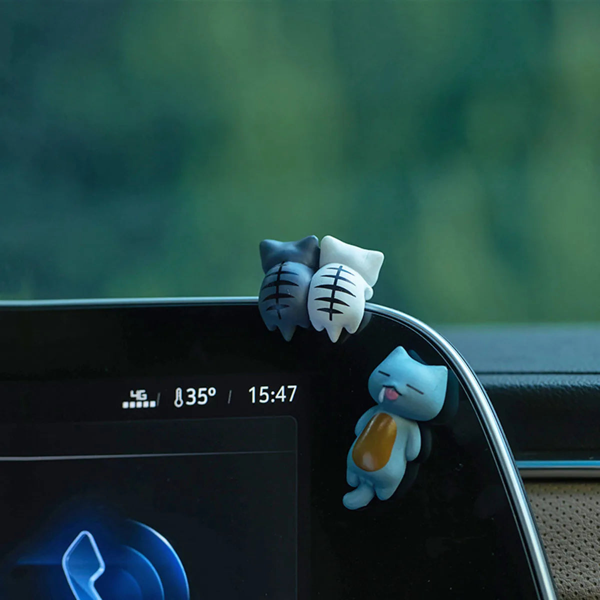 6pcs PVC Cartoon Cat Figurines for Car Dashboard, Plant Pots, and Screen Edge Decor