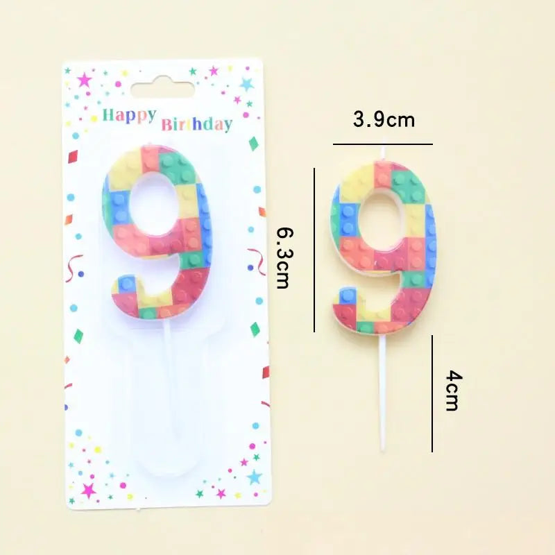 New Building Block Number 0-9 Candle 1PC Color Building Block Shaped Digital Candle Cake Decoration Birthday Baking Decor Plu