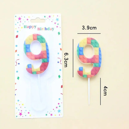 New Building Block Number 0-9 Candle 1PC Color Building Block Shaped Digital Candle Cake Decoration Birthday Baking Decor Plu