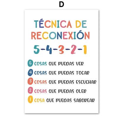 Modern Spanish Calm Corner Canvas Prints Aesthetic Inspirational Education Classroom Wall Art Poster for Home & School Decor 
