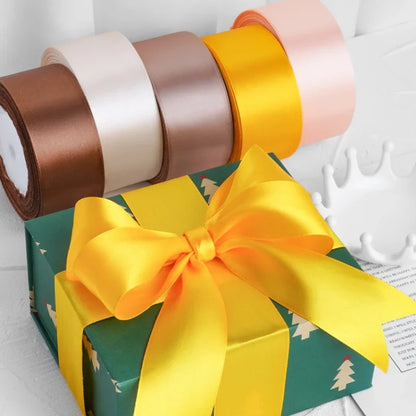 25yards/Roll 40mm Satin Ribbons Crafts Bow DIY Gift Wrap Wine Red Orange Yellow Green Blue Purple Black Gray Gold White Ribbo