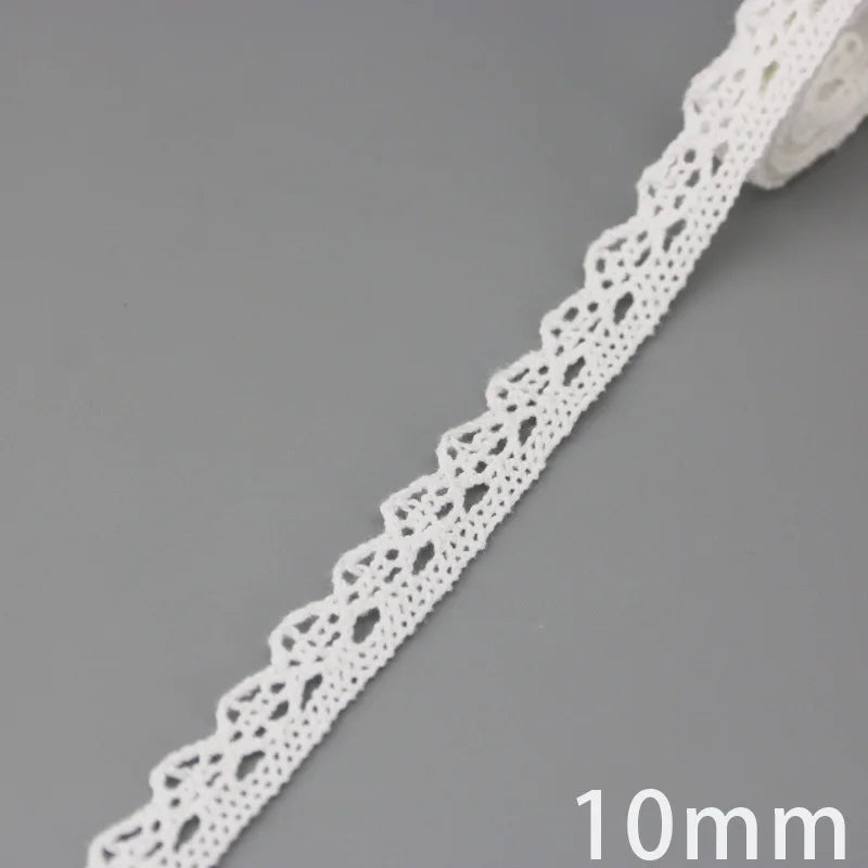 Lace Ribbon Trim, White Beige Cotton Embroidered Ribbon, 5 Meter Sewing Fabric, DIY Craft Materials, Elegant Lace for Gift Wr