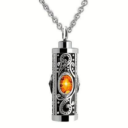 Cremation Urn Necklace for Ashes Stainless Steel Memorial Pendant - yellow