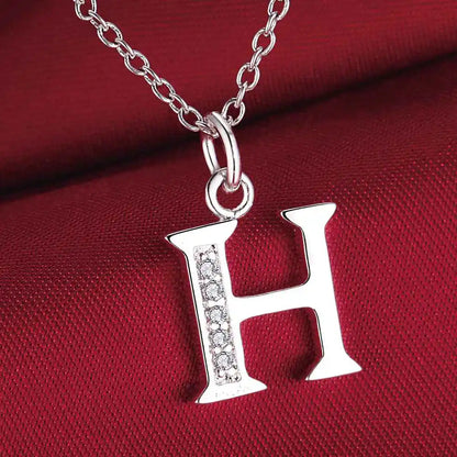 26 Letters 925 Sterling Silver Necklace Pendant Zircon For Women Exquisite Student Girlfriend Jewelry Accessories Wedding Gif