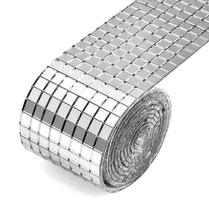 Leeseph Self Adhesive Mosaic Tiles, 5x5mm Disco Tiles, Square Mirror Mosaic Tiles for Interior Decoration, DIY Art Collage