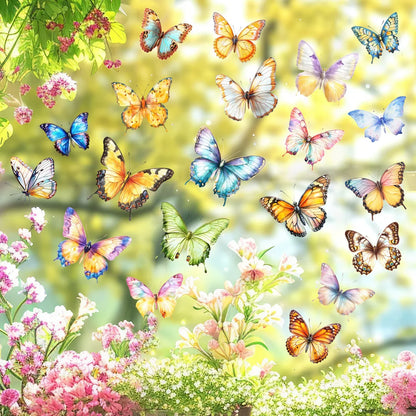 Spring Butterfly Window Clings - Colorful Double-Sided Removable & Reusable Anti-Collision Stickers for Home Decor