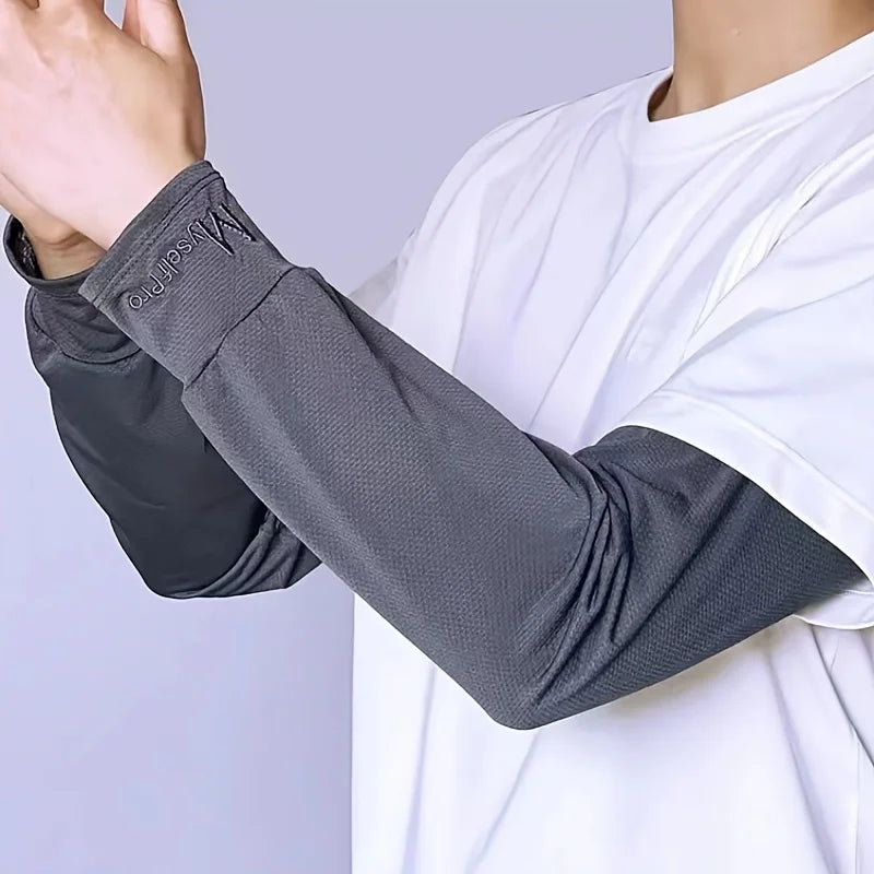Cooling Arm Sleeves Breathable Sun Protection Ice Slik Sleeves Summer Outdoor Sports Driving Cycling Sleeves Men Loose Arm - 