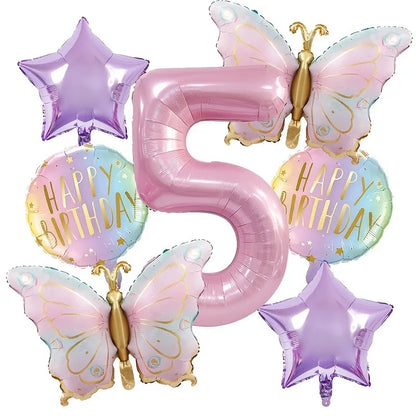 Birthday Decorations, Pink Butterfly Balloons Set, Custom Happy Birthday Banner, Personalized Party Decor, Whimsical Birthday
