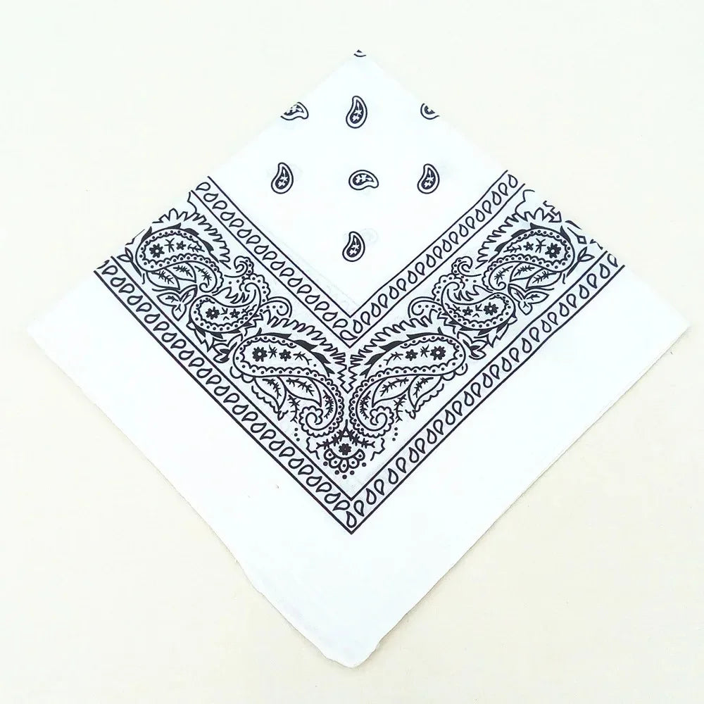 Unisex Men Women Bandana Hairband Cowboy Mens Biker Sports Headwear Wrist Hairwrap Single Sided Head Wrap Scarf Paisley - Whi