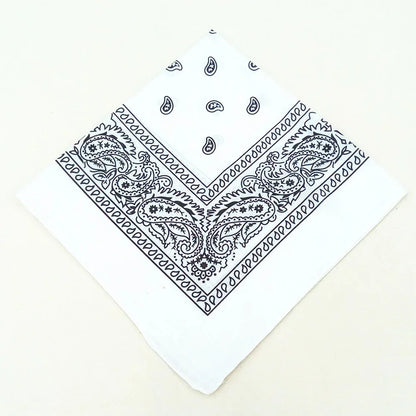 Unisex Men Women Bandana Hairband Cowboy Mens Biker Sports Headwear Wrist Hairwrap Single Sided Head Wrap Scarf Paisley - Whi