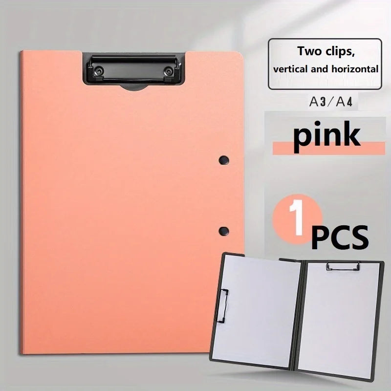 1pc A4 File Folders, Documents Organizer, Clipboard With Cover, Paper Folder For Business & School, Stationery & Office Suppl