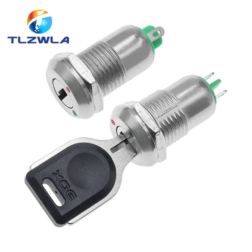 1PCS 12mm Zinc Alloy Electronic Key Switch With 2 Keys ON OFF Phone Lock Security Power Button Tubular Terminals 2 Position 1