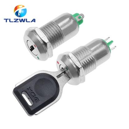 1PCS 12mm Zinc Alloy Electronic Key Switch With 2 Keys ON OFF Phone Lock Security Power Button Tubular Terminals 2 Position 1