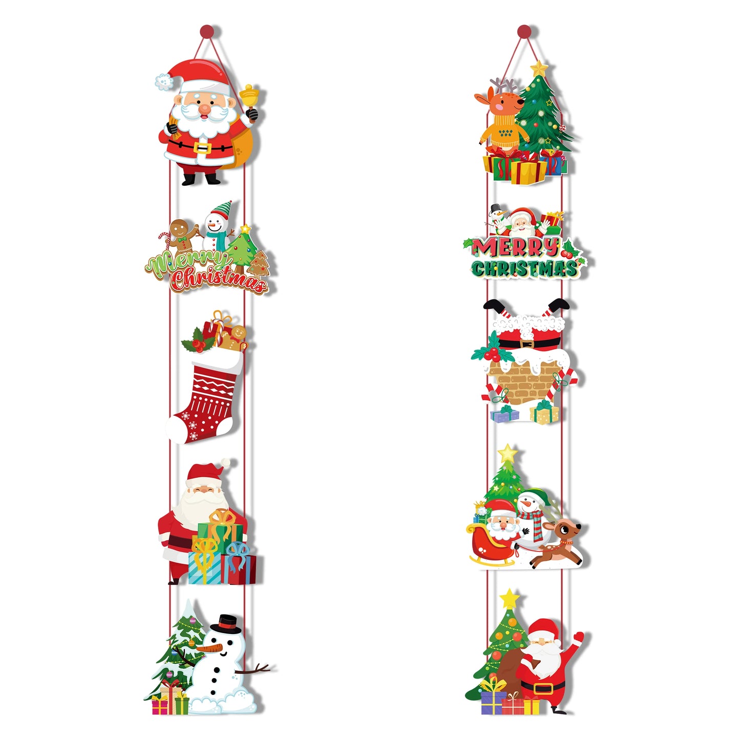 Merry Christmas Hanging Flag Porch Door Banner Santa Claus Snowman for Home Ornaments Door Decoration Supplies New Year Decor