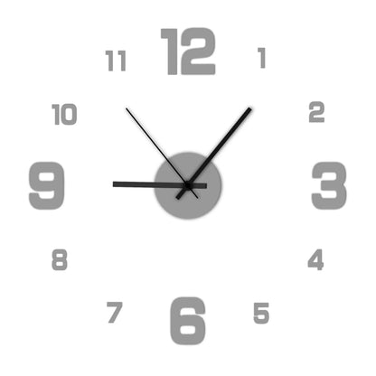 Creative Frameless DIY Wall Clock Wall Decal Home Silent Clock Living Room Office Wall Decoration - Silver