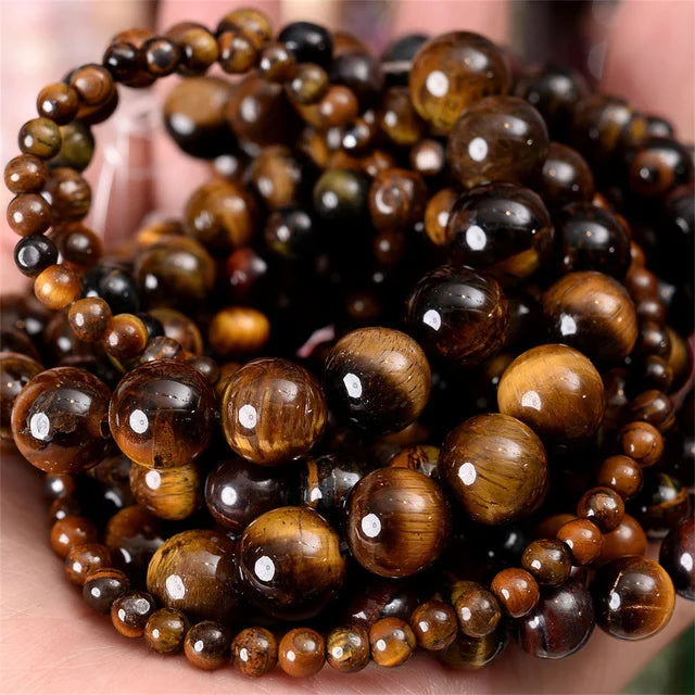 Natural Stone Beads Lava Jaspers Tiger Eye Quartz Agates Round Loose Beads for Jewelry Making DIY Bracelet Accessories 4-12MM