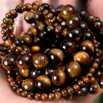 Natural Stone Beads Lava Jaspers Tiger Eye Quartz Agates Round Loose Beads for Jewelry Making DIY Bracelet Accessories 4-12MM
