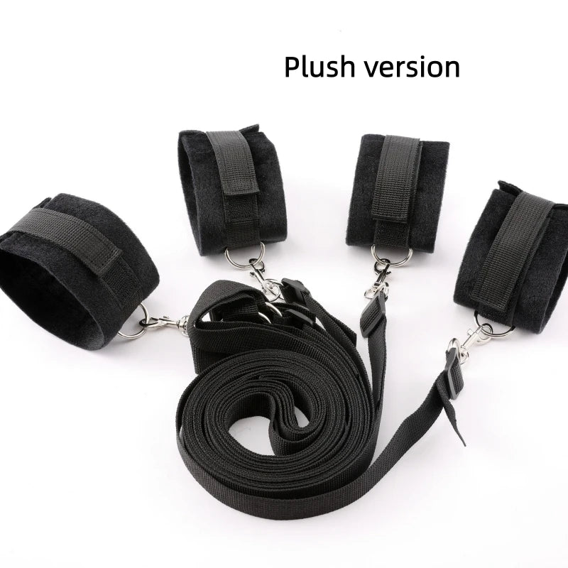 Bed Bondage Restraint Set Adjustable Wrist Ankle Cuffs Comfortable Couples Handcuffs Adult Sex SM Game Lover Intimate Play Ki