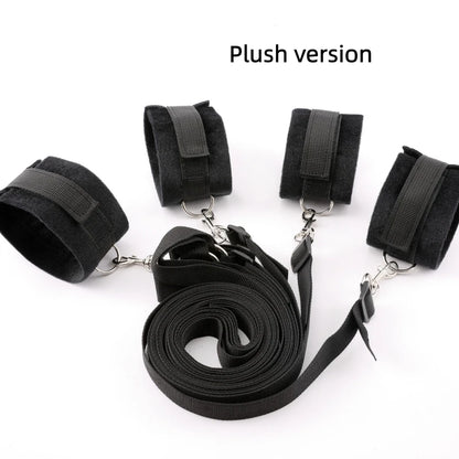 Bed Bondage Restraint Set Adjustable Wrist Ankle Cuffs Comfortable Couples Handcuffs Adult Sex SM Game Lover Intimate Play Ki