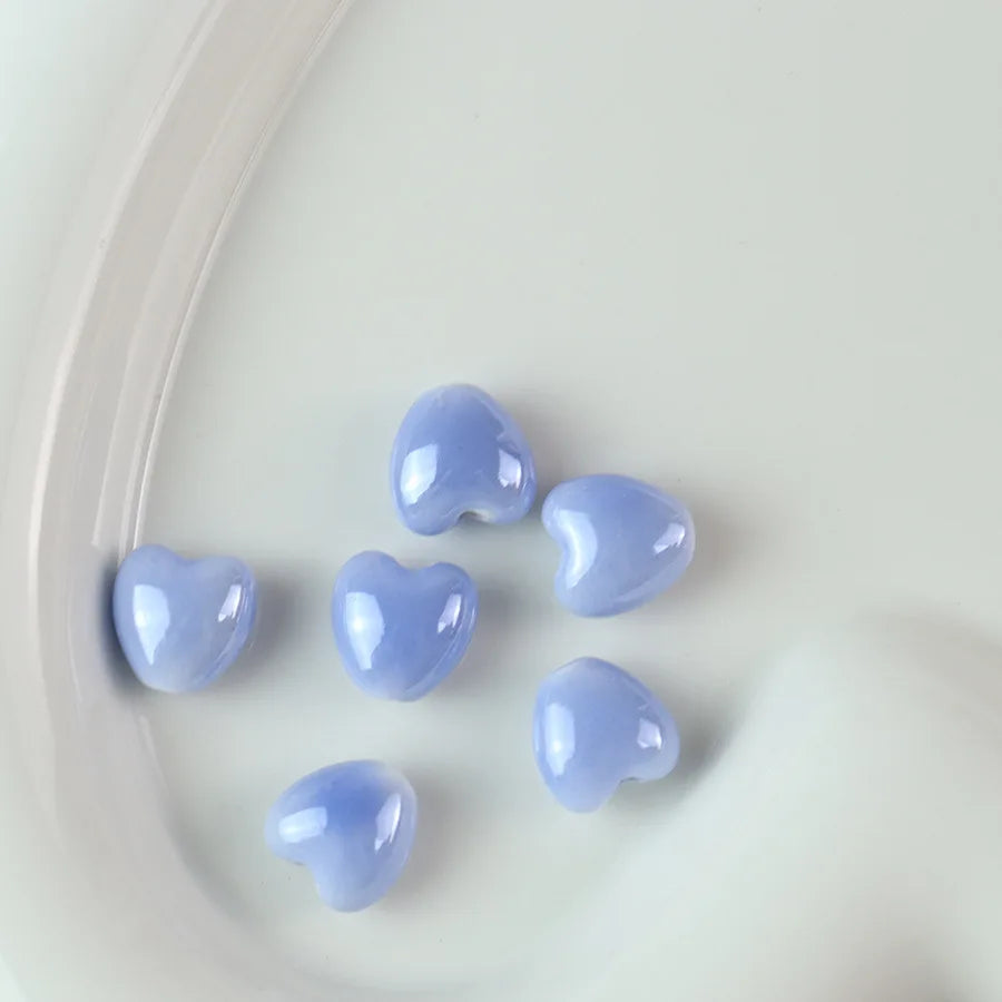 10pcs 12mm Heart Shape Shiny Glossy Ceramic Beads Porcelain Loose Spacer Beads for Jewelry Making DIY Bracelet Necklace Craft