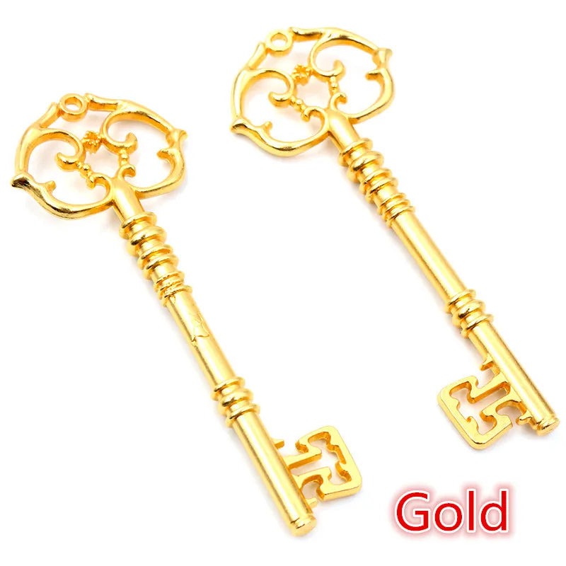 83x31mm 2pcs Bronze Green Gold Colors Antique silver color Plated Key Handmade Charms Pendant:DIY for bracelet necklace - Gol