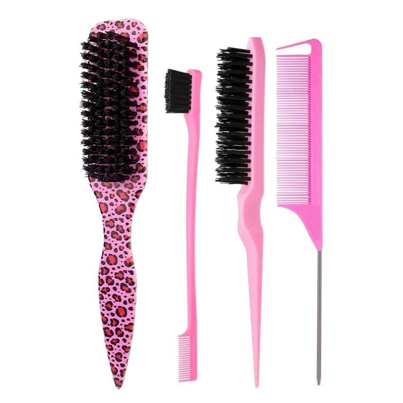 Bristle Slick Back Hair Brush for Sleek Ponytail Bun & Smoothing Baby Hairs, Flyaways, Edge Control - Backcombing & Teasing -