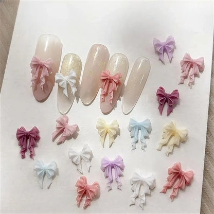 French Ribbons Colorful Resin Cute Bowknot Charm Leopard Print Bow Tie Nail Art Decorations Manicure Tools Accessories Wholes