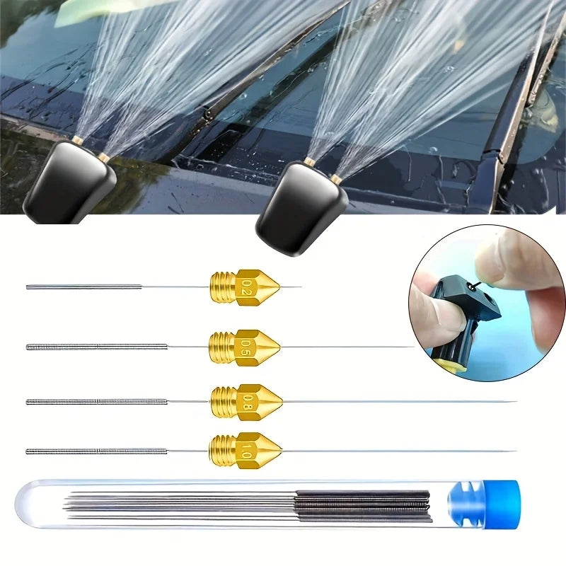 10-Piece Stainless Steel Cleaning Nozzle Kit - Window Wiper, 3D Printer Nozzle, Gas Stove, Shower Needle Unclogging Brush