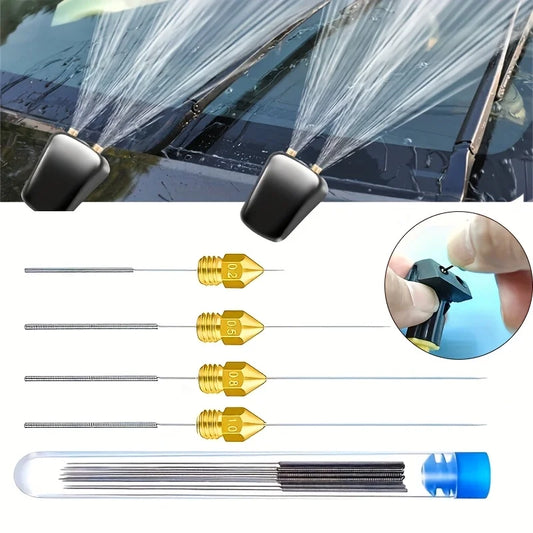 10-Piece Stainless Steel Cleaning Nozzle Kit - Window Wiper, 3D Printer Nozzle, Gas Stove, Shower Needle Unclogging Brush